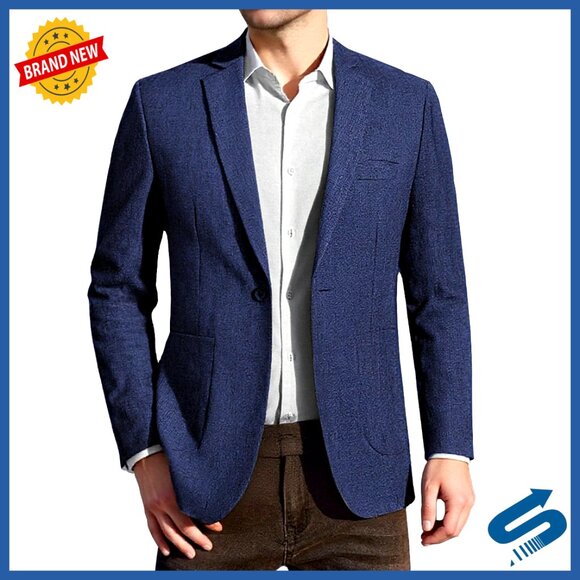 Slim Fit Casual Blazer Lightweight Sport Coat One Button Patch Pocket